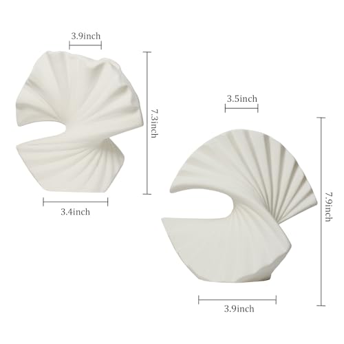 Sector Vase, Set of 2 - Minimalist Nordic, White Ceramic Sector Vase Vase Decor | Table Centerpiece, Olive Plant, Wedding, Living Room, Bookshelf, Office, Modern Home, Entryway, Console - color: Arch Shape-white