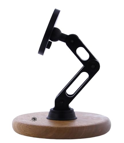 ClikDock Cell Phone Magnetic Wireless Charger Stand, 360° Spin, Aluminum Construction, Compatible with MagSafe Phones for iPhone & Andriod (Oak Wood) - color: Oak Wood