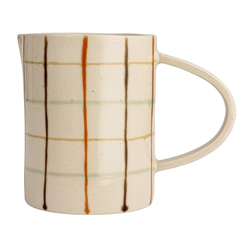 Creative Co-Op 32 Oz. Stoneware Pitcher with Checkered Pattern, Multicolor - style: Pitcher