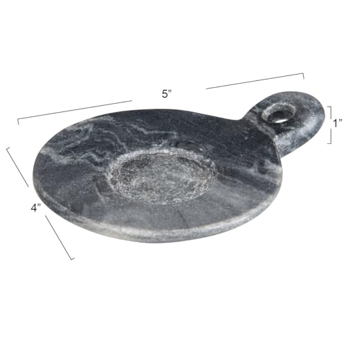 Hand-Carved Marble Dish with Handle, Grey - color: Gray, size: 5" x 4"