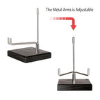 Hipiwe Adjustable Stainless Steel Arm Display Stand Easel with Wooden Base Rocks Crystal Display Easel Holder for Mineral Agate Gemstones Fossils Coral Geodes Plate and Photo, 3.1"x3.1"x4.9" - size: Large