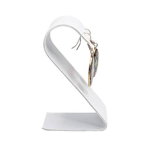 MOOCA 6 Pcs Faux Leather Earring Display Stand Displays, Jewelry Organizer Display Holder for Earrings, White, 2 1/8 W x 1 1/2 D x 3 1/2 H in - color: White Faux Leather, Small