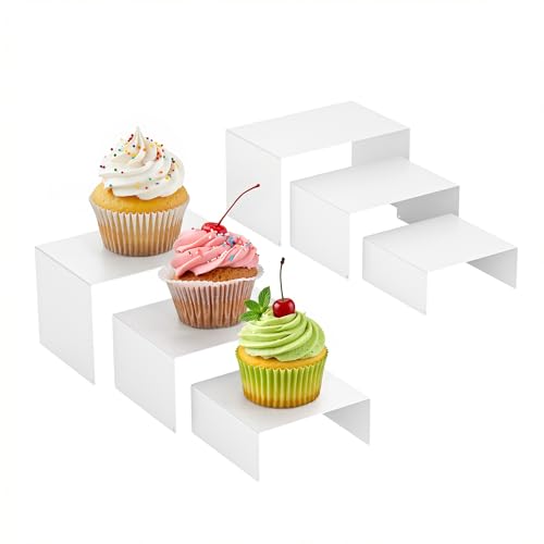 Gonice Metal Display Riser, 2 Sets Gold Display Stands for Dessert, Cupcake and Funko Pop Figures - color: white