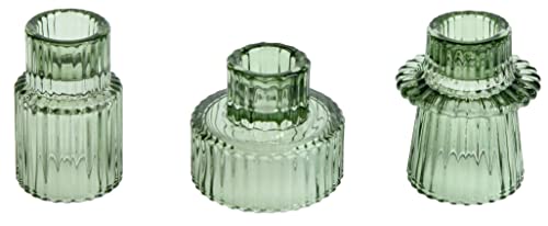 Vixdonos Taper Glass Candlestick Holders Tealight Candle Holders for Table Centerpieces, Wedding Decor and Dinner Party (3 Pcs, Green) - color: Green, size: 3 Pcs