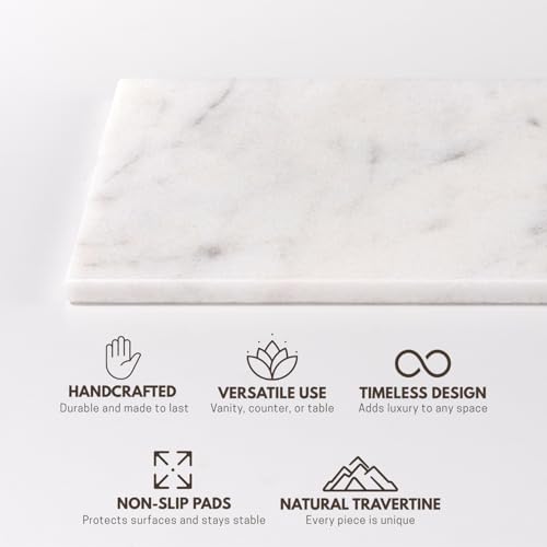 Handcrafted Marble Tray – Bathroom Counter Organizer, Jewelry Tray, Perfume Organizer & Decorative Tray for Vanity Accessories, Coffee Table Decor & Bathroom Countertop (Rectangular, Mugla White) - color: Mugla White, size: 11.8" x 7.8" x 0.5"