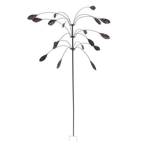 Wind Spinner Kinetic Wind Spinner Falling Foliage Design Wind Sculpture, Rustproof Water Proof Heavy Duty Falling Foliage Kinetic Copper Triple Spinner for Outdoor Garden
