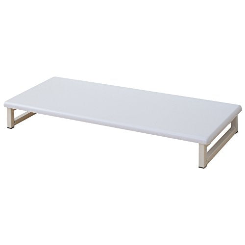 Yamazen DTS-5925 (WH/IV) Monitor Stand, Width 23.2 x Depth 9.8 x Height 3.1 inches (59 x 25 x 8 cm), Compact Keyboard Storage, PC Stand, Easy Assembly, White/Ivory