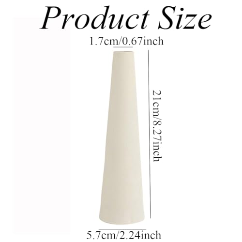 21CM Ceramic Bud Vase Small Narrow Neck Vase Conic Decorative Single Stem Floral Home Decor Centerpiece for Home Wedding Bedroom Living Room Office Table Decoration(Beige)