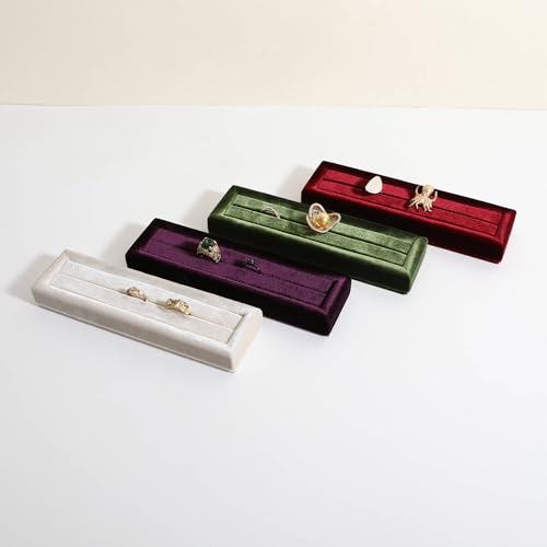 Velvet Ring Storage Organizer, Jewelry Display Holder with Slots for Show, Velvet Jewelry Ring Stand for Selling【Purple】 - color: Purple
