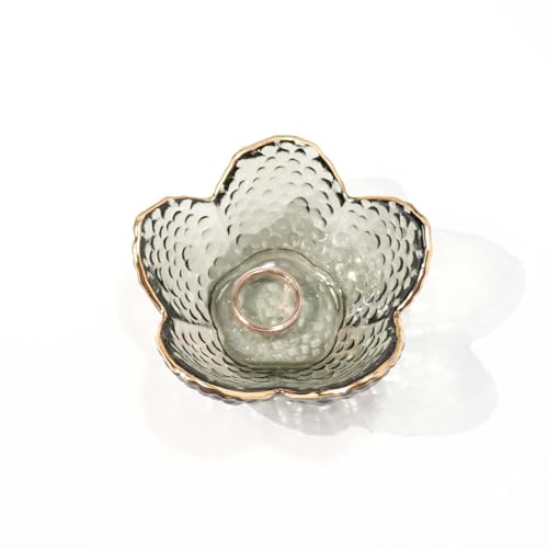 Grey Flower Jewelry Ring Dish Tray,Decorative Glass Trinket Dish,Room Decor Aesthetic, Modern Accent Tray for Vanity (Grey A) - color: Grey A