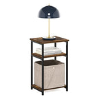 Furinno Just 3-Tier Metal Frame End Table with Storage Shelves, 1-Pack, Amber Pine - color: Amber Pine, size: 1-Pack, Metal Frame, 3-Tier