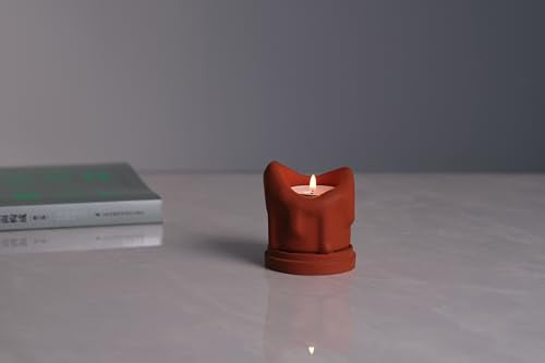 Handcrafted Tealight Candle Holder Designed as a Melting Candle; Handmade Tea Light Candle Holder; Bathroom, Living Room Mantel, Entryway, Buffet and Dining Table Decoration Red - color: Red