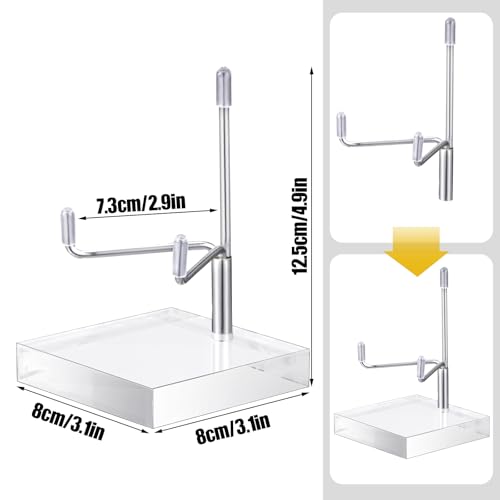 Suzile 4 Pcs Adjustable Metal Arm Display Stand Easel with Acrylic Base Rock Display Easel Holder Acrylic Crystal Clear Plate Stand for Geodes Mineral Agate (Silver, 3.2 x 3.2 x 4.9 Inch) - color: Silver, size: 3.2 x 3.2 x 4.9 Inch