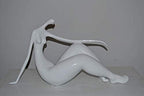 NIFAO Modern Art White Woman Beach Resin Statue – Abstract Coastal Sculpture, Contemporary Home Décor, 28" L x 8" W x 16" H