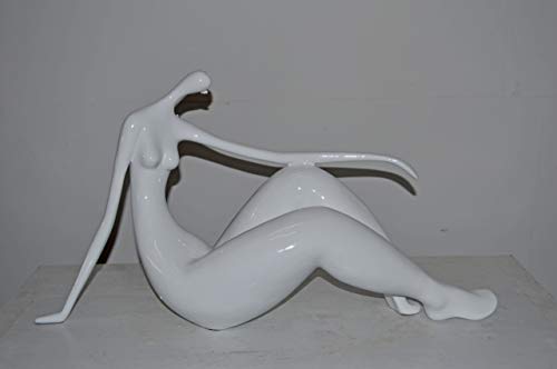 NIFAO Modern Art White Woman Beach Resin Statue – Abstract Coastal Sculpture, Contemporary Home Décor, 28" L x 8" W x 16" H