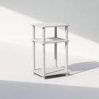 Furinno JUST Side Table, 3-Tier End Table, Open Shelves Night Stand, Bedside Table, Toolless Assembly, for Living Room, Bedroom, Bathroom, White - color: White/White, size: 3-Tier, Round Pole, style: 1-Pack