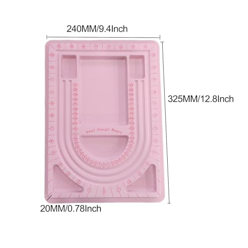 MIAO YUAN 4PCS Pink DIY Hand String Necklace Design Plates,Beaded Measuring Board Tray for Jewelry Bracelet Making,Flocking Dial Panel Tool for Beading - color: Pink