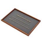 Jewelry Display Tray for Ring Earrings Necklace Bangle Solid Wood Jewelry Dish Tray Catchall(L,Grey) - color: Grey, size: 35 * 24 * 1.5cm