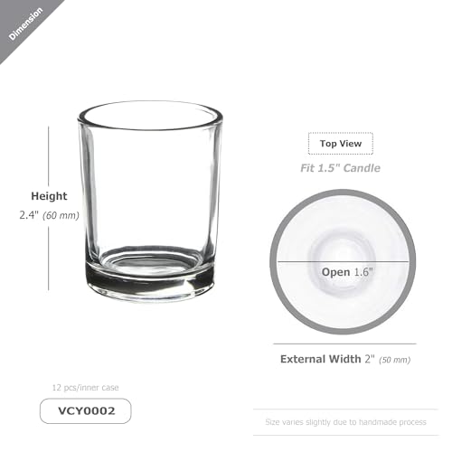 WGVi Clear Glass Cylinder Tea Light Votive Candle Holder, Width 2", Height 2.4", Small Candleholders, Shot Glass, Tabletop Event Decor, 1 Piece - size: Clear Cylinder 2.4"H