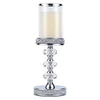 Candle Holder, Pillar Candle Holders, Crystal Candlesticks Holder for Wedding, Parties, Events, Chirstmas,Home Decor, Table Centerpieces CH048LD - size: Silver ( L )