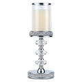 Candle Holder, Pillar Candle Holders, Crystal Candlesticks Holder for Wedding, Parties, Events, Chirstmas,Home Decor, Table Centerpieces CH048LD - size: Silver ( L )