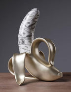 Banana Statue Abstract Sculpture Decor Modern Gift Table Centerpiece Figurine for Home Room Office Polyresin 13.4 Inch