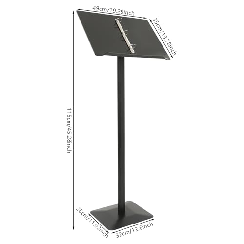 Floorstanding Menu Stand, 12.6 x 11.02 Inch Pedestal Sign Holder for Display Floorstanding Sign Holder with Adjust Panel Angle Hold Presentations, Photos, Sheet Music - color: Black-black