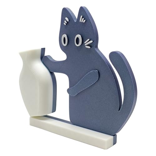 Cat Push Flower Vase for Home Decor Cute Vases for Table Room Decor Unique Lollipop Vases for Women (Small Galaxy Blue White) - size: Small Galaxy Blue White