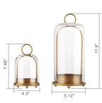 5" & 4" Wide Versatile Metal Candle Holder with Handmade Sturdy Glass Dome in Brass for Pillar Candle & Plants, 5.1" xH11.8 4" xH7.5, Industrial, Farmhouse, Shabby Chic. (2, Brass, Large & Small) - color: Brass