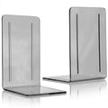 Acrimet Bookends 1 Pair, Clear Plastic Bookends for Shelves or Desktop, Book Holder for Home, Office, Library, School (Clear Gray)