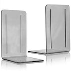 Acrimet Bookends 1 Pair, Clear Plastic Bookends for Shelves or Desktop, Book Holder for Home, Office, Library, School (Clear Gray)