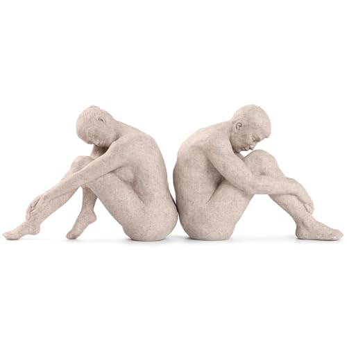 Thinker Statues Decor -Figure Sculpture Book Shelf Decor-Abstract Statue Ornament Office Decor Modern Home Decor -Decorations for Living Room Figurines Decor 2 Piece.