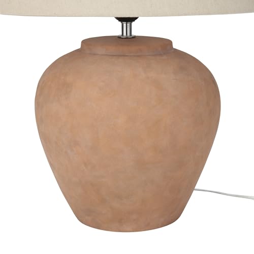 Nourison Home 20" Rustic Terracotta Ceramic Table Lamp with Fabric Shade, Bedside Nightstand Lamp for Bedroom, Living Room, Entryway - color: Terracotta