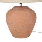 Nourison Home 20" Rustic Terracotta Ceramic Table Lamp with Fabric Shade, Bedside Nightstand Lamp for Bedroom, Living Room, Entryway - color: Terracotta