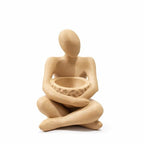 5.5 Inch Modern Sitting Sculpture Minimalist Statue with Bowl Contemporary Home Decor Accent for Living Room, Entryway, Shelf Styling