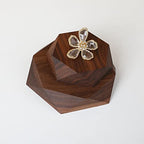GemeShou 2pcs Wooden Jewelry display tray, Hexagon jewelry display riser, Jewelry retail shop photography props【Walnut Hexagon tray-2pcs】