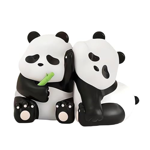2pcs Cute Panda Decorative Bookends, Resin Unique Animal Book Ends, Fun Modern Home Sculptures, Modern Panda Statues, for Living Room Entrance, Bookshelf, Bedroom, Office Table Decorations