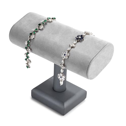 Oirlv Premium Leather Watch Stand for Men T-bar Watch Display Stand for Watches Bracelet Holder Jewelry Display Stand (Light Grey) - color: Light Grey