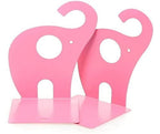 one Pair Cute Cartoon Elephant Nonskid Bookends Art Bookend Metal Bookends (Pink) - color: Pink