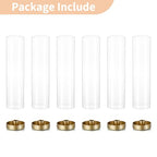 NUPTIO Hurricane Glass Candle Holders: 6 Pcs Gold Metal Taper Candlesticks Holder with 11.81 inch Long Clear Bottomless Cylinder Cover Stands for Wedding Anniversary Bridal Shower Table Centerpiece - color: Gold, size: 11.81"H - 6 Pcs