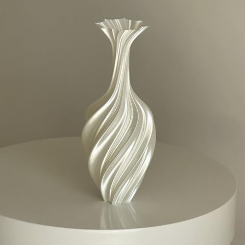 Twisted Abstract Ceramic Vase, Modern Nordic Minimalist Light Luxury Home Decor, Artistic Floor Vase & Flower Centerpiece, 9.84 Inch (White) - color: White