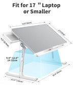 SAIJI Laptop Bed Tray Table - 23.6" x 13" Adjustable Portable Standing Desk with Storage Drawer, Foldable Lap Desk Fits 17" Laptop, PVC Leather for Couch Sofa (Gray) - color: Gray