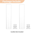NUPTIO Taper Candle Holders Glass: Set of 2 Clear Hurricane Candlestick Holder - Fluted Candles Stick Stand with Tall Windproof Cylinder Cover for Thanksgiving Christmas Decor