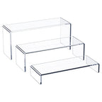 HIIMIEI Acrylic Display Riser, 3 Step 9" Large Acrylic Risers, Clear Rectangular Display Shelf for Cupcake Stand, Tiered Display Stand for gemstone, curio, Anime figurines, Collectibles - size: 9'' - 3PCS