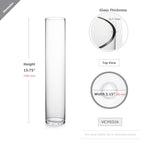 WGVI Quality Thick Weighted Clear Cylinder Glass Vases, 3" W x 16" H, Skinny Bud Tall Vase Floral Bouquet Flower Arrangements Wedding Centerpieces Container Candle Holders Home Decor, 1 Piece - size: 3"x16"H