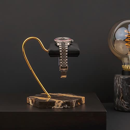 LYS&LYX Watch stand watch display stand watch holder watch Handcrafted watch holder (1-brown/glod/black) - color: brown/glod/black