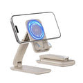 iWALK Magnetic Cell Phone Stand for Desk, Angle and Height Adjustable Mobile Phone Holder, Foldable Magnet Stand for iPhone 17 16 15 14 13 12 Pro Max and iPad, Cell Phone Holder, Light Brown - color: LightBrown