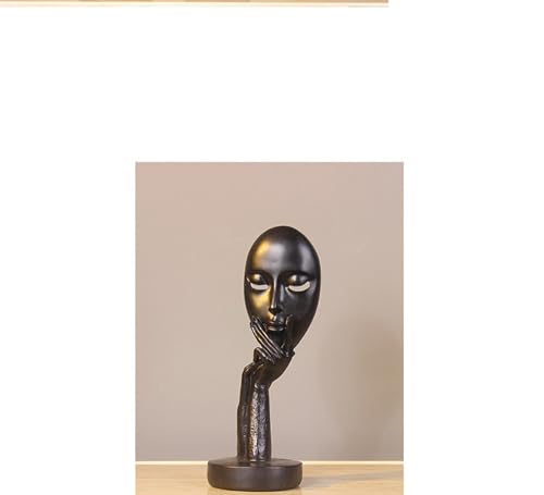 Elegant Abstract Thinking Woman Resin Sculpture - Modern Minimalist Geometric Decor, 7 Colors, 2 Sizes (12" and 15") - Contemporary Art for Living Room and Study (Black 12 inch) - color: Black 12 Inch