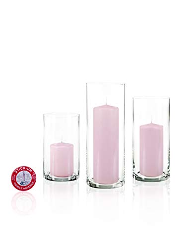 yummi Set of 12 Slim Pillars and Cylinder Vases - Blush - color: Blush