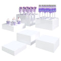Buffet Risers, Food Display Risers for Party, Glossy White Acrylic Risers Display Stand for Buffet Table, Catering Displays for Dessert, Cube Box Nesting Riser with Hollow Bottoms (8"x9"x10" 6PCS) - color: 8"x9"x10" 6PCS White